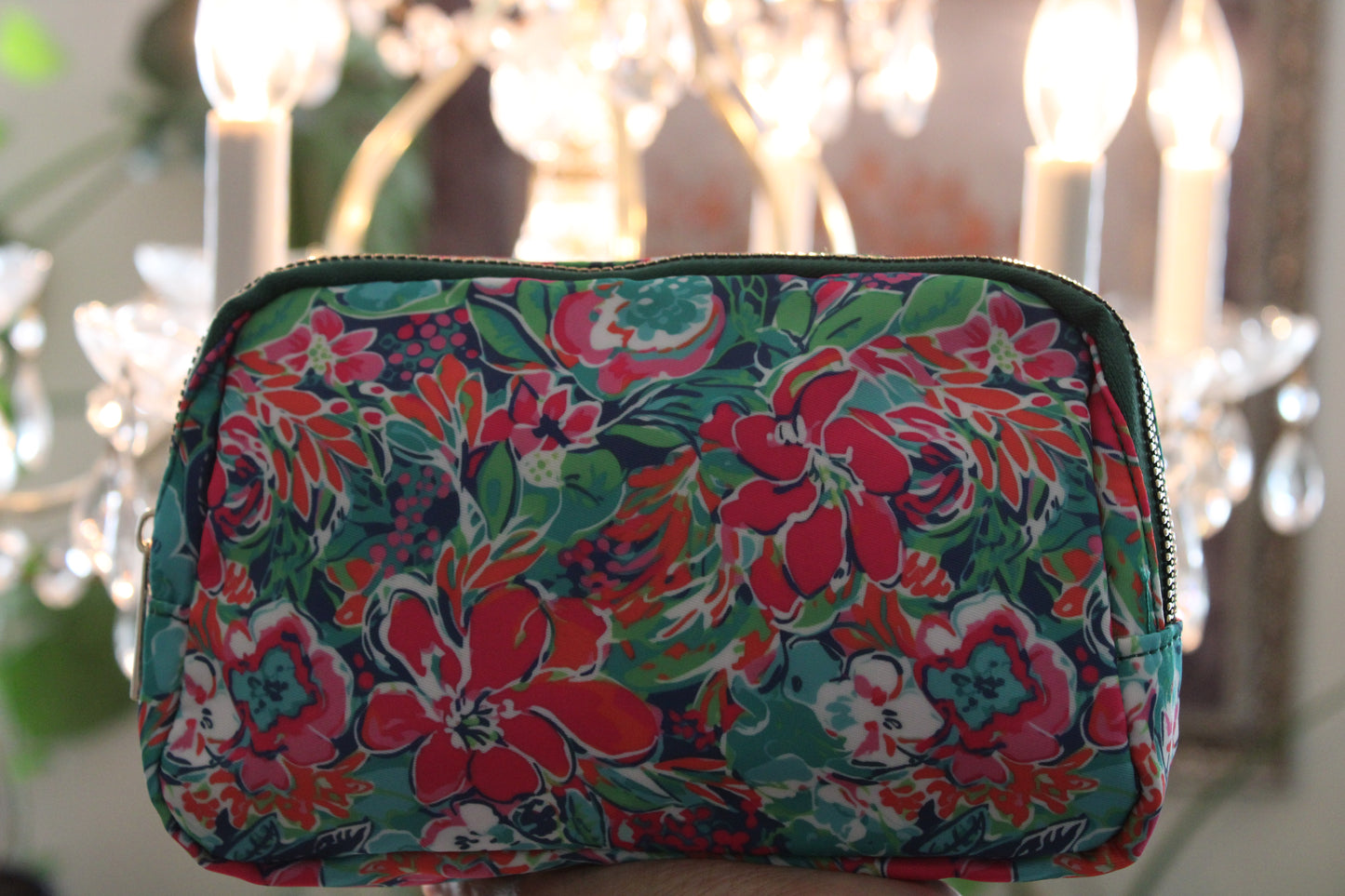 Green pink with cross body OR Chest Bag green dark flower R LUXLOVE