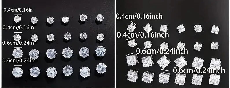 Set3 Earrings S Sparkling Rhinestone Accents, Round & Square Shapes, Stainless Steel Posts, Perfect for Casual Attire & Parties