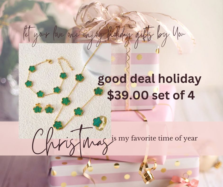 Green lucky in love set necklace 4 set pcs