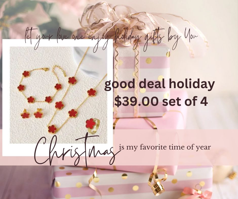 Red lucky R LUXLOVE in love set necklace 4 set pcs