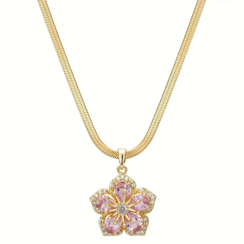 RLUXLOVE necklace flower love lucky pink