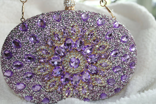 Luxury diamond cross body bags  purple