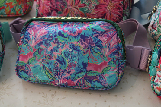 Green purple  light cross  body OR Chest Bag flower R LUXLOVE