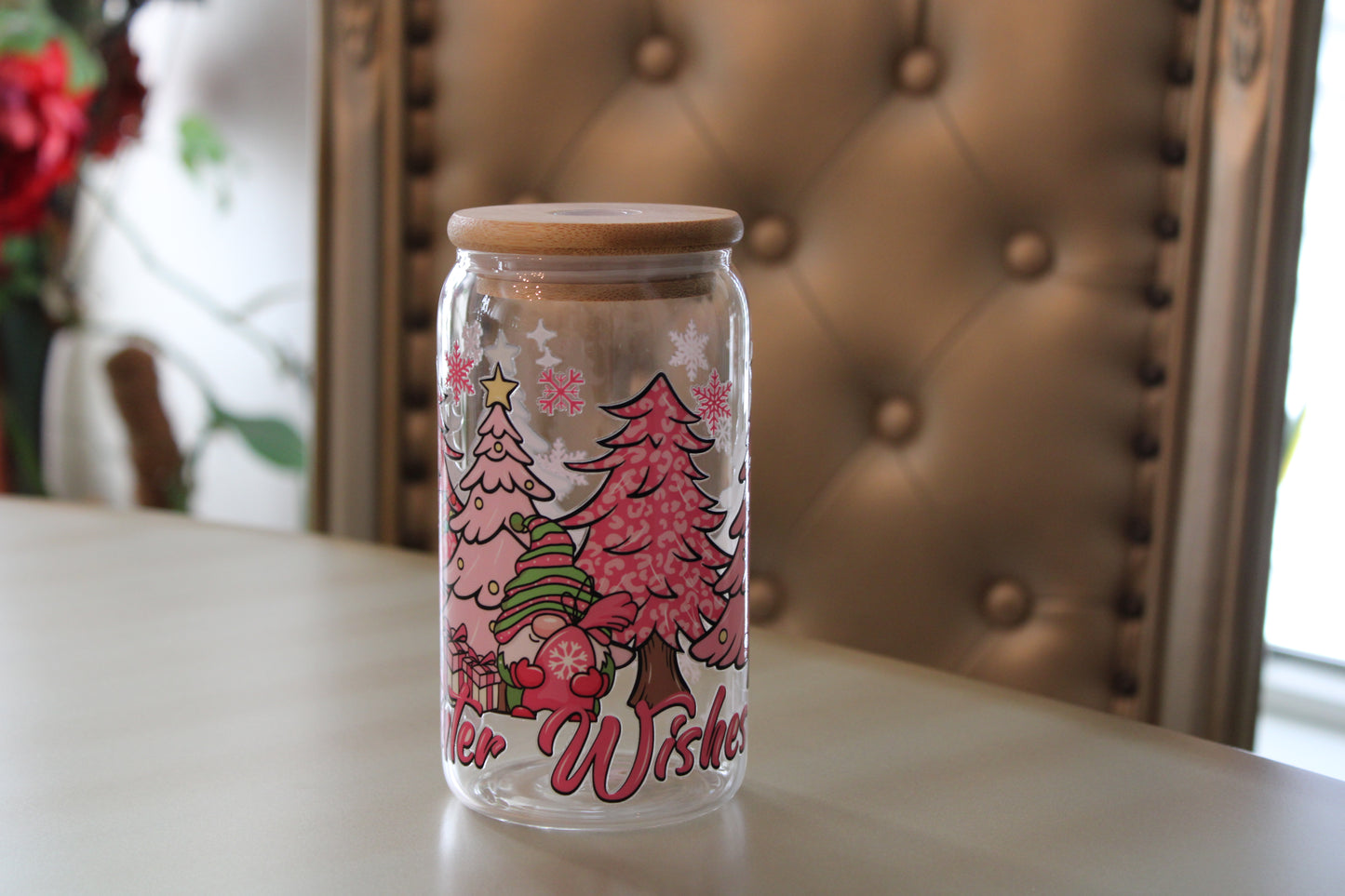 WISH PINK TREE CHRISTMAS 16 OZ CUP