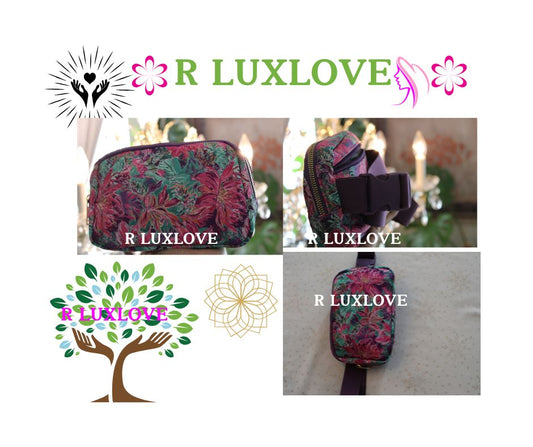 Purple and pink cross body OR Chest Bag flower R LUXLOVE