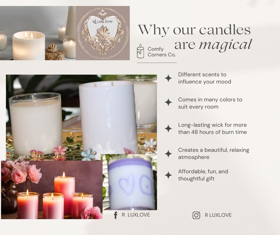 white HOME MADE Candle BY R LUXLOVE