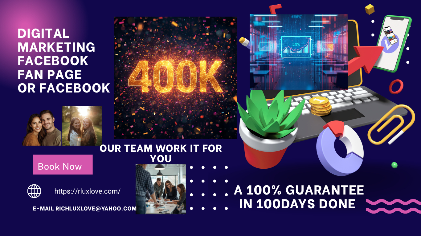 400 k Help you  to Grow Your Fan Page to 400,000 Followers Quickly save lots time