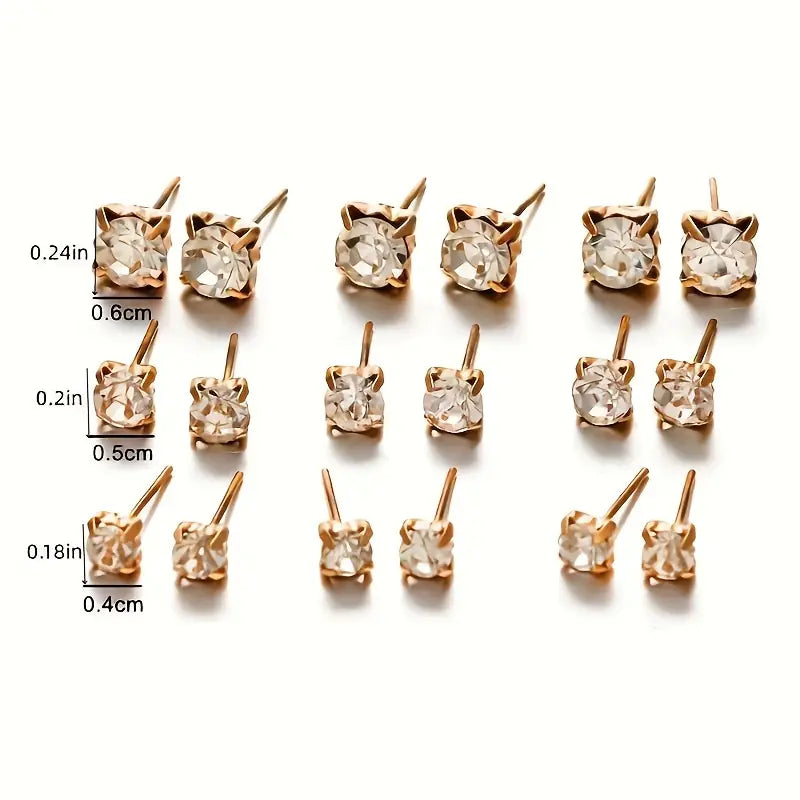 3 Pairs of Classic G Earrings Set for Women & Girls - 18K Plated Alloy